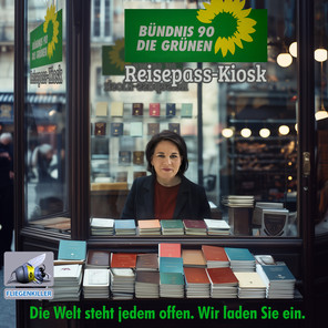 politischer Poster von Czeslaw Gorski - bearbock reisepass kiosk